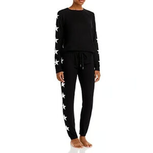 Aqua Women's Long Sleeve Star Print Pajama Set Black Size Xs 1192